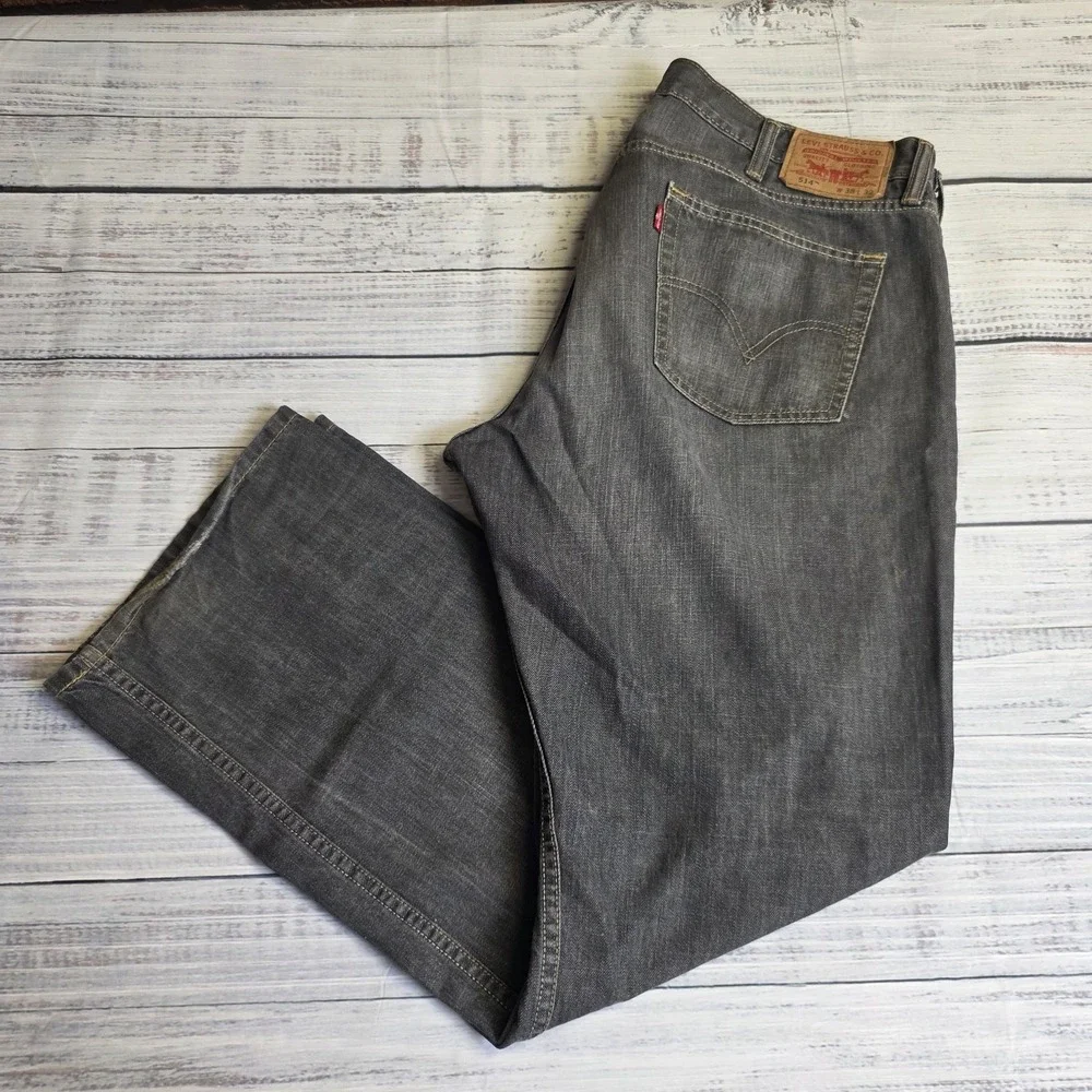 Levis 514 Jeans Mens 38x32 Faded Black Gray Wash Slim Straight Mid Rise Baggy